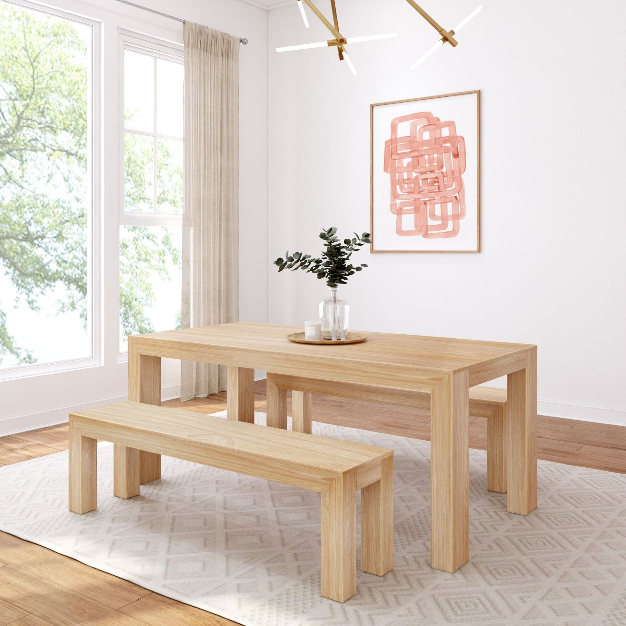 Modern Dining Set with Benches - 72'