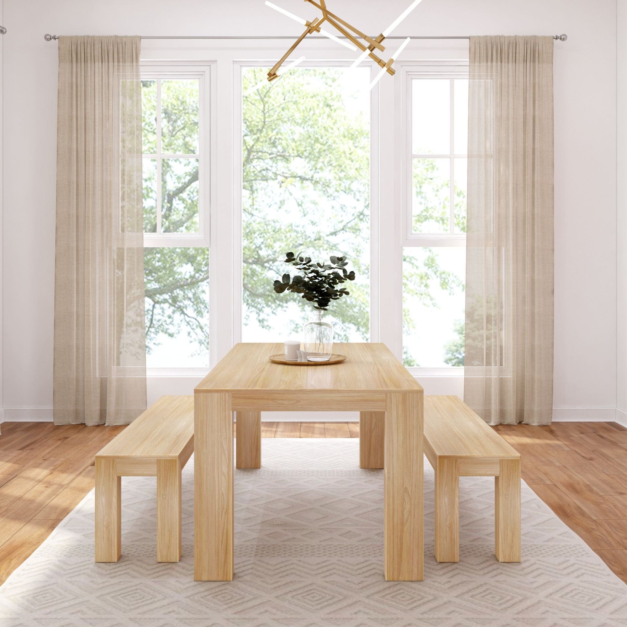Modern Dining Set with Benches - 72'