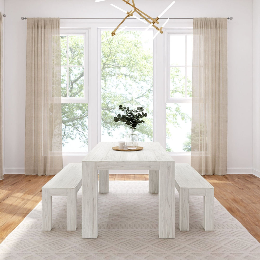 Modern Dining Set with Benches - 72'