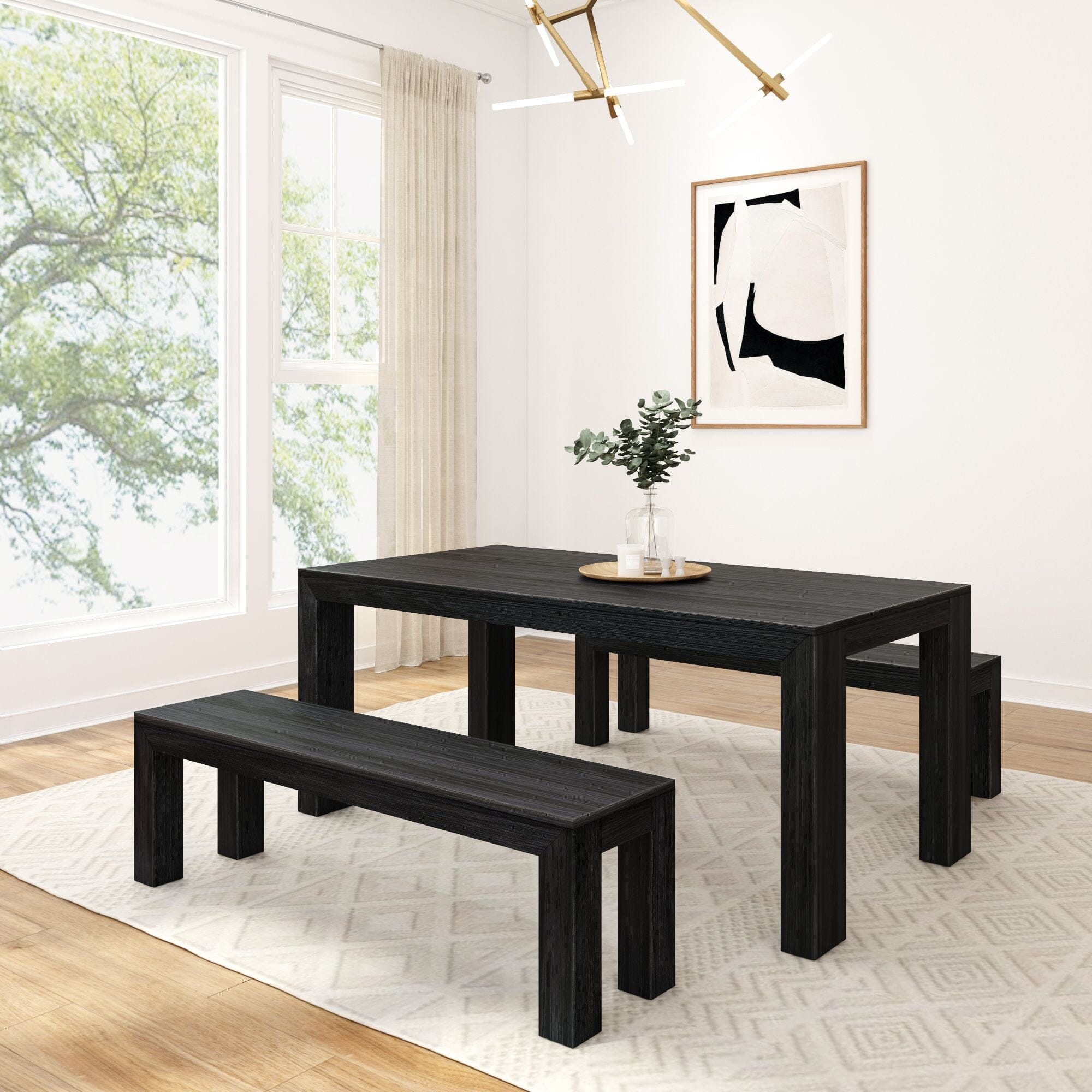 Modern Dining Set with Benches - 72'