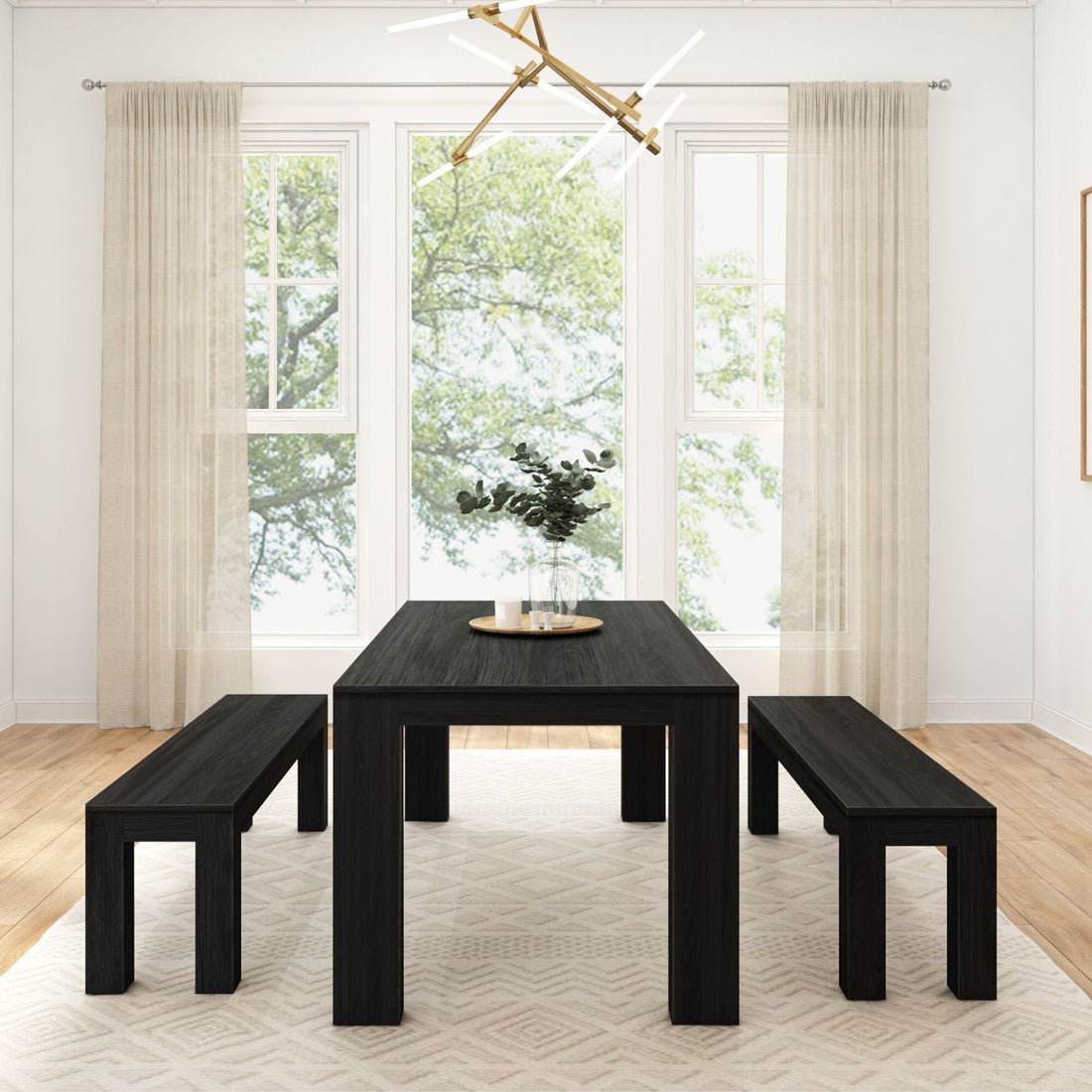 Modern Dining Set with Benches - 72'