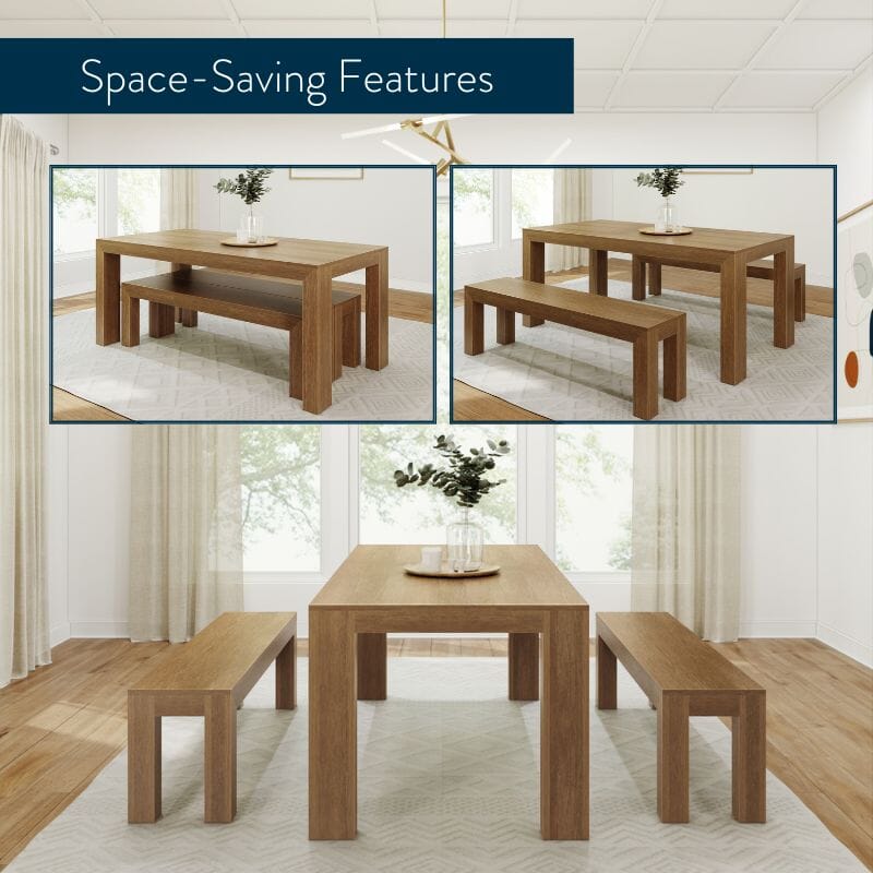 Modern Dining Set with Benches - 72'