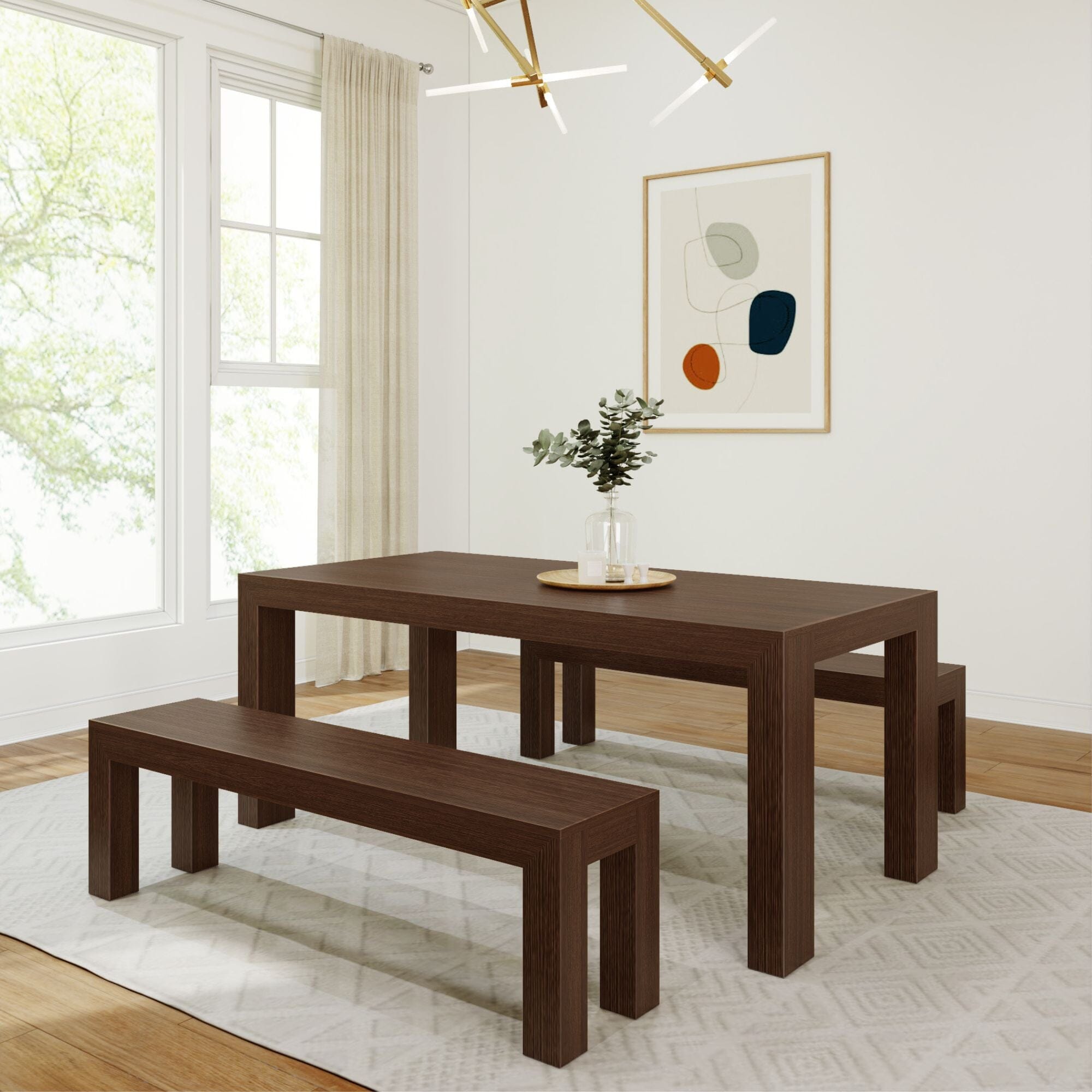 Modern Dining Set with Benches - 72'