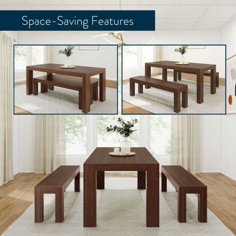 Modern Dining Set with Benches - 72'