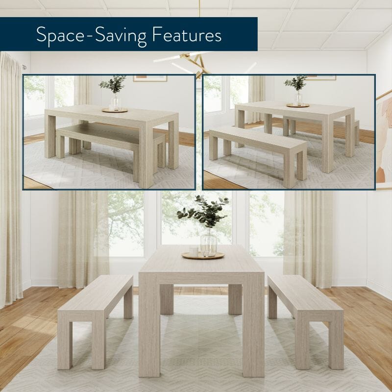 Modern Dining Set with Benches - 72'
