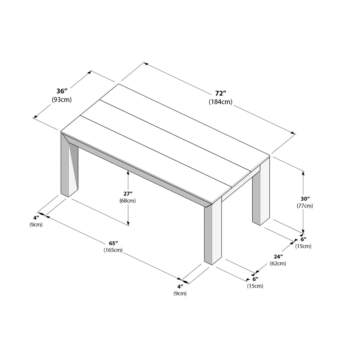 Modern Dining Table - 72'