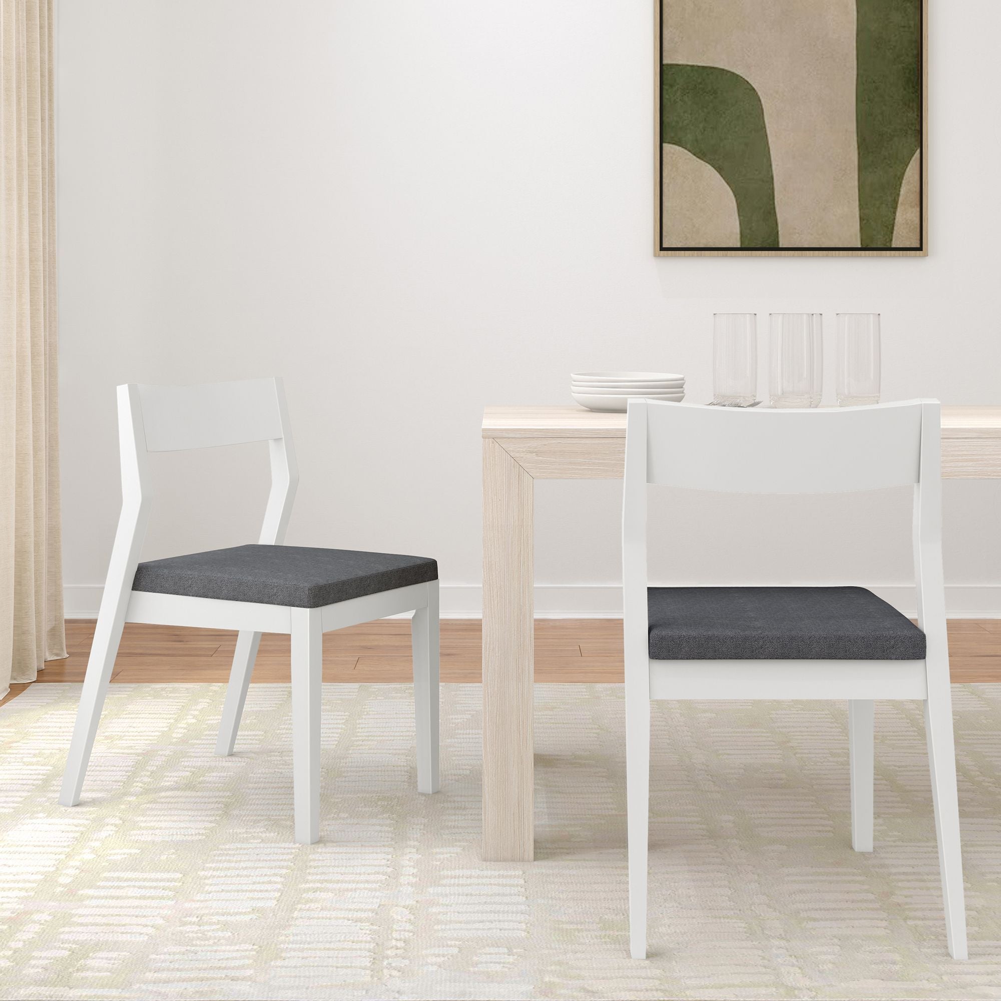 Solid Wood Upholstered Dining Chair (Set of 2)