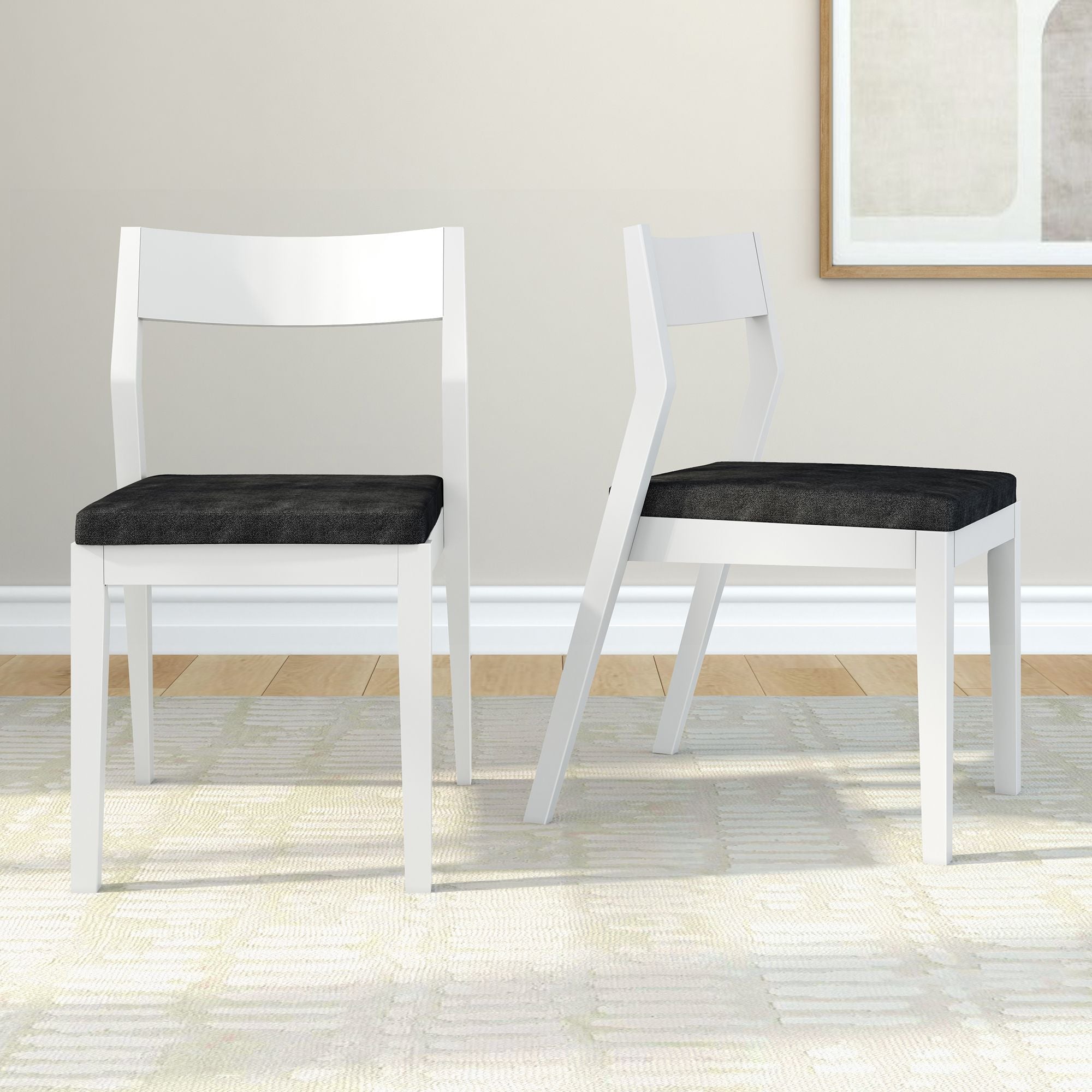 Solid Wood Upholstered Dining Chair (Set of 2)