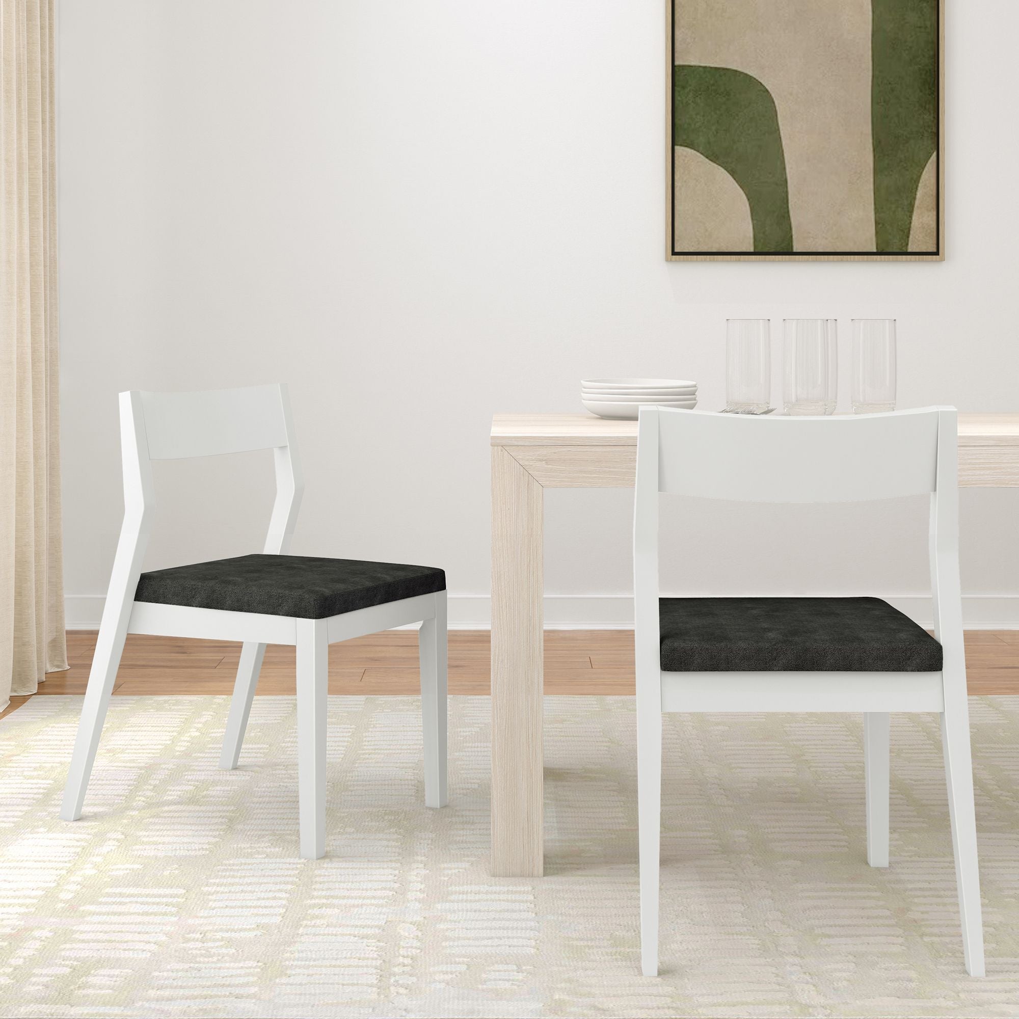 Solid Wood Upholstered Dining Chair (Set of 2)