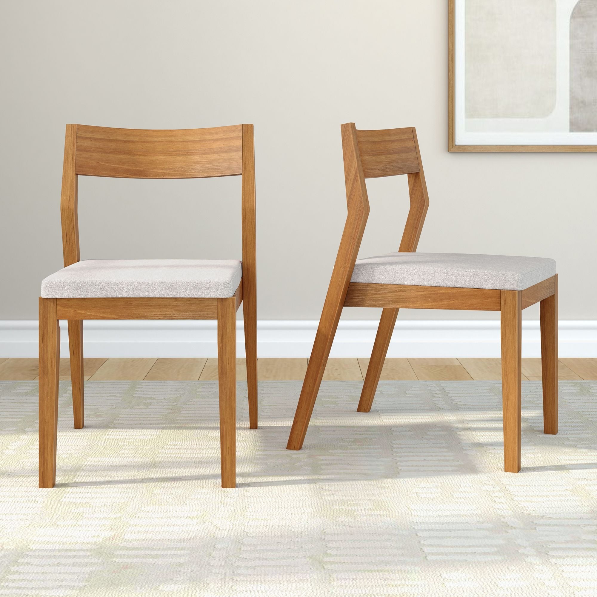 Solid Wood Upholstered Dining Chair (Set of 2)