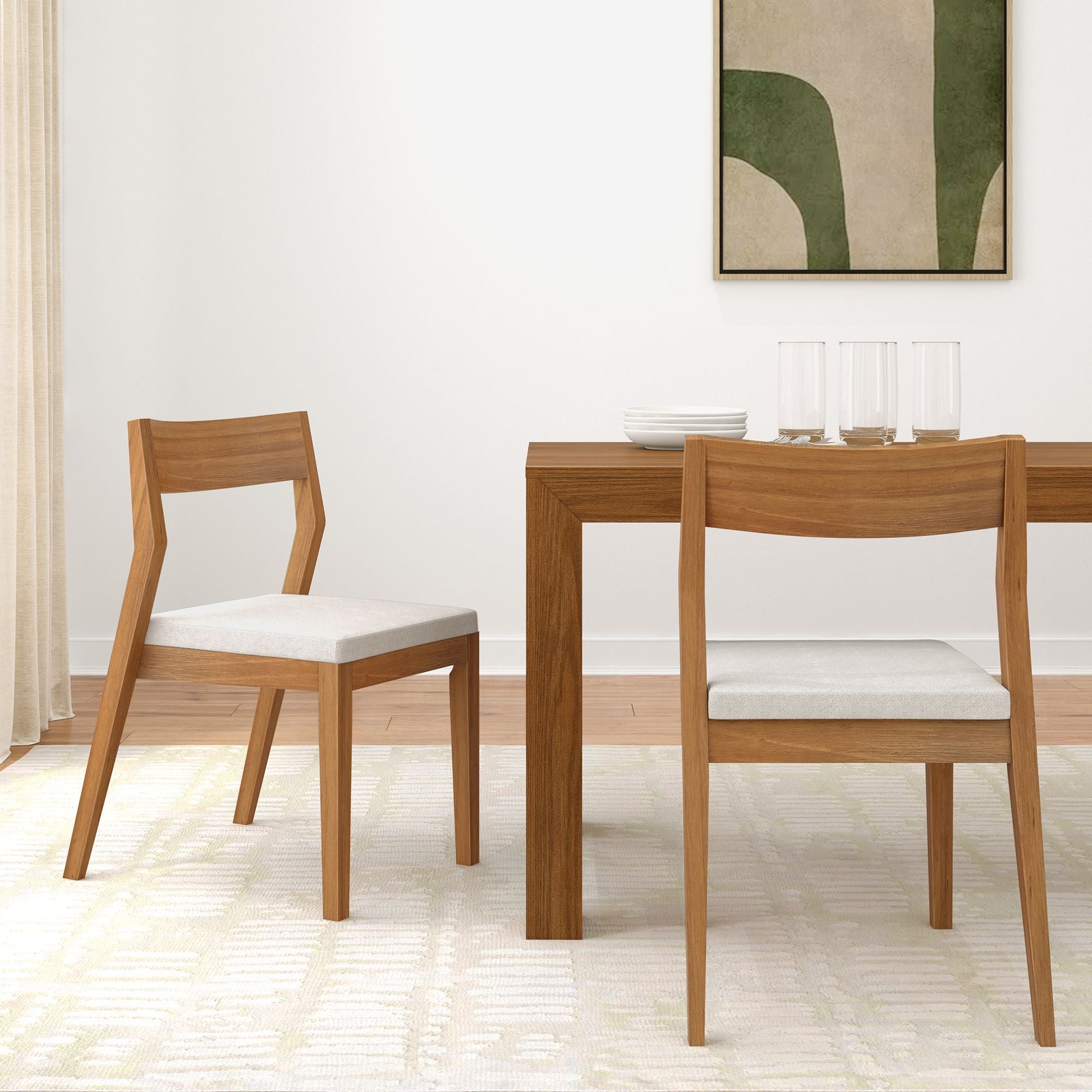 Solid Wood Upholstered Dining Chair (Set of 2)