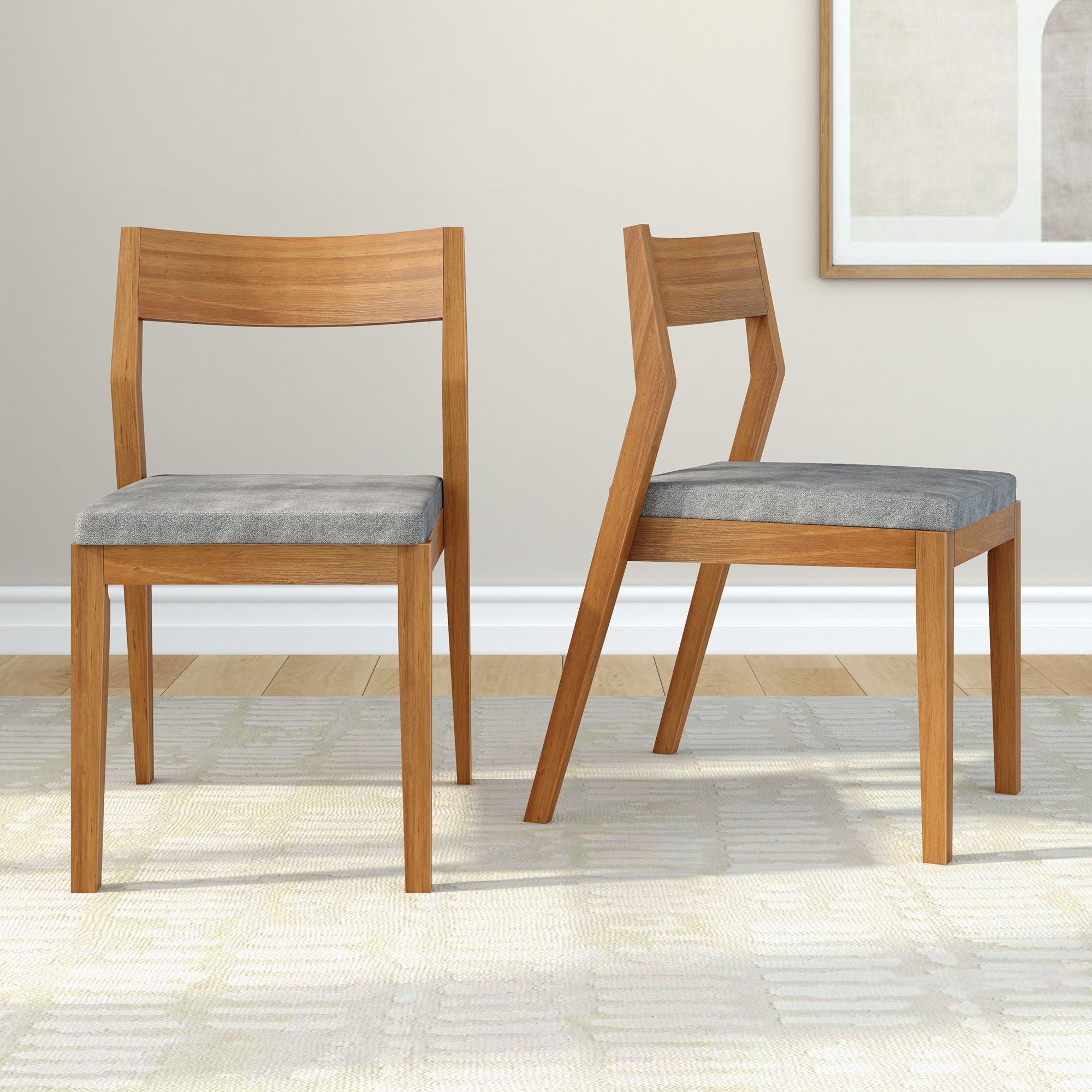 Solid Wood Upholstered Dining Chair (Set of 2)