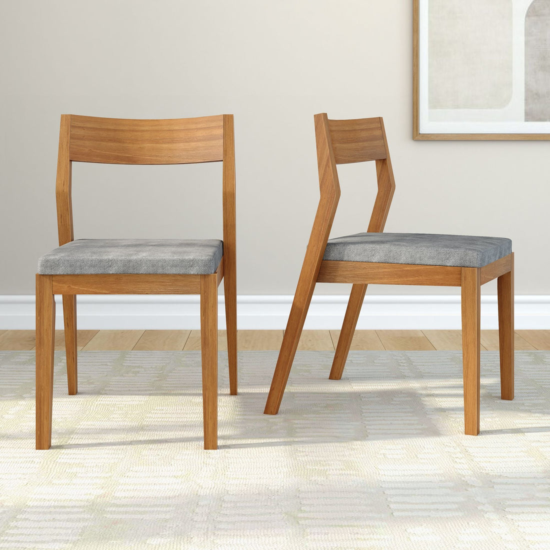 Solid Wood Upholstered Dining Chair (Set of 2)