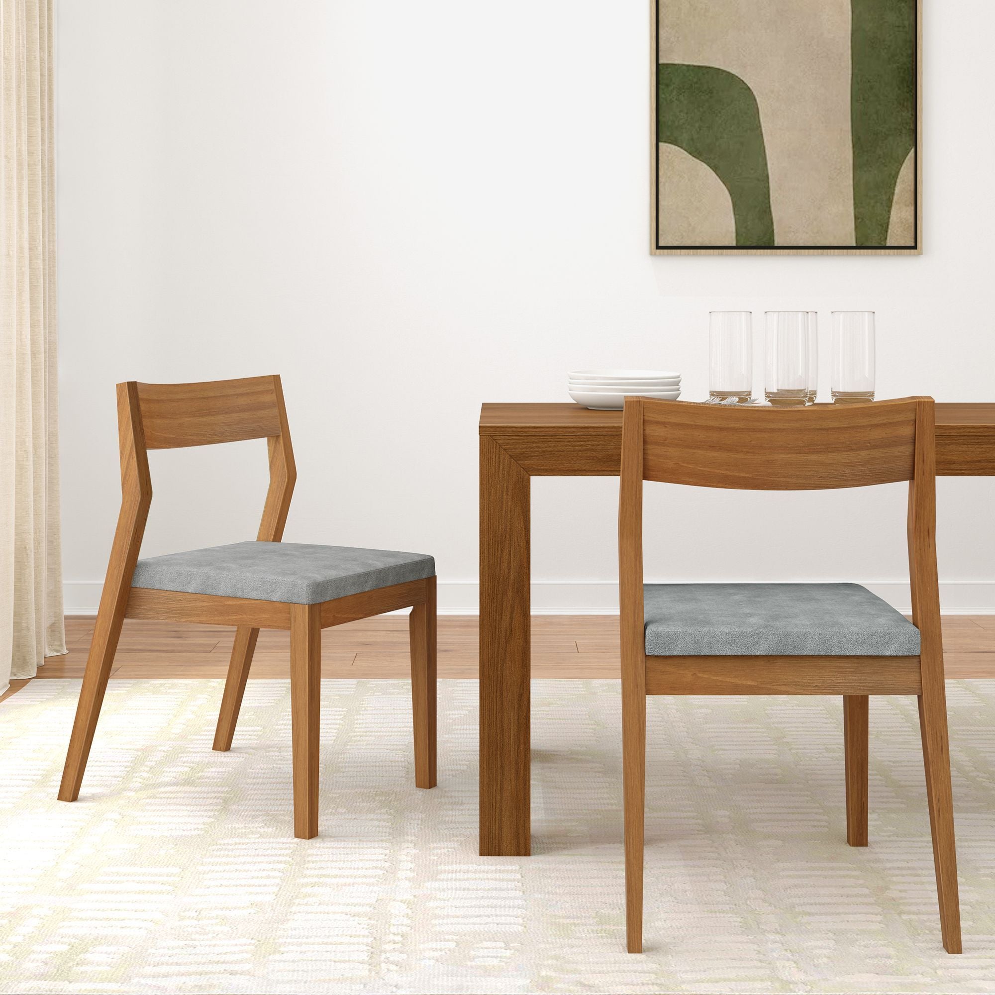 Solid Wood Upholstered Dining Chair (Set of 2)
