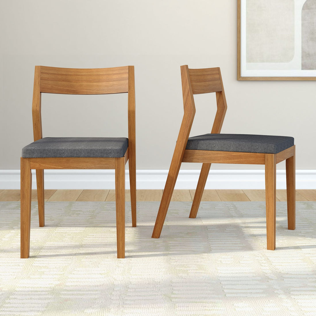 Solid Wood Upholstered Dining Chair (Set of 2)