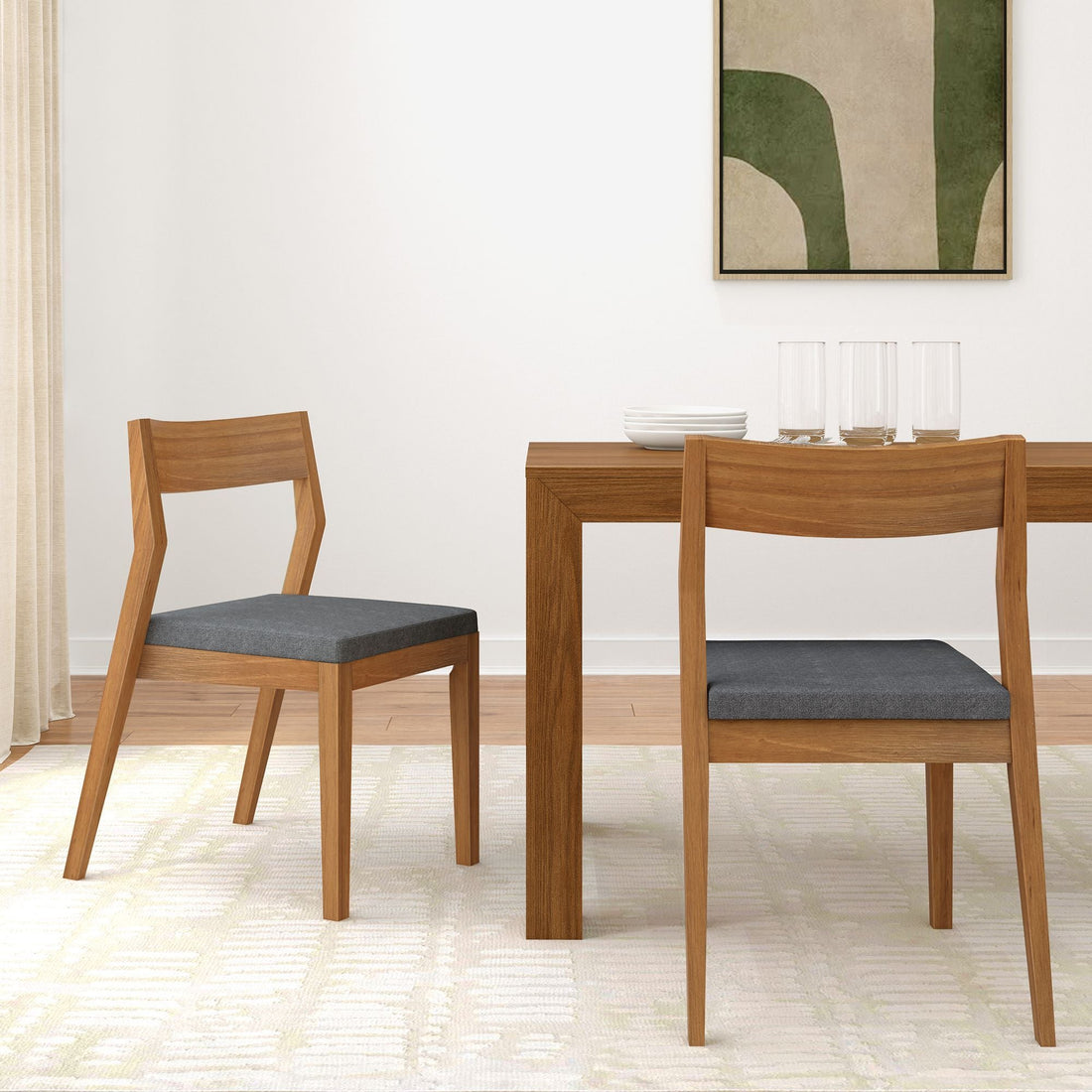 Solid Wood Upholstered Dining Chair (Set of 2)