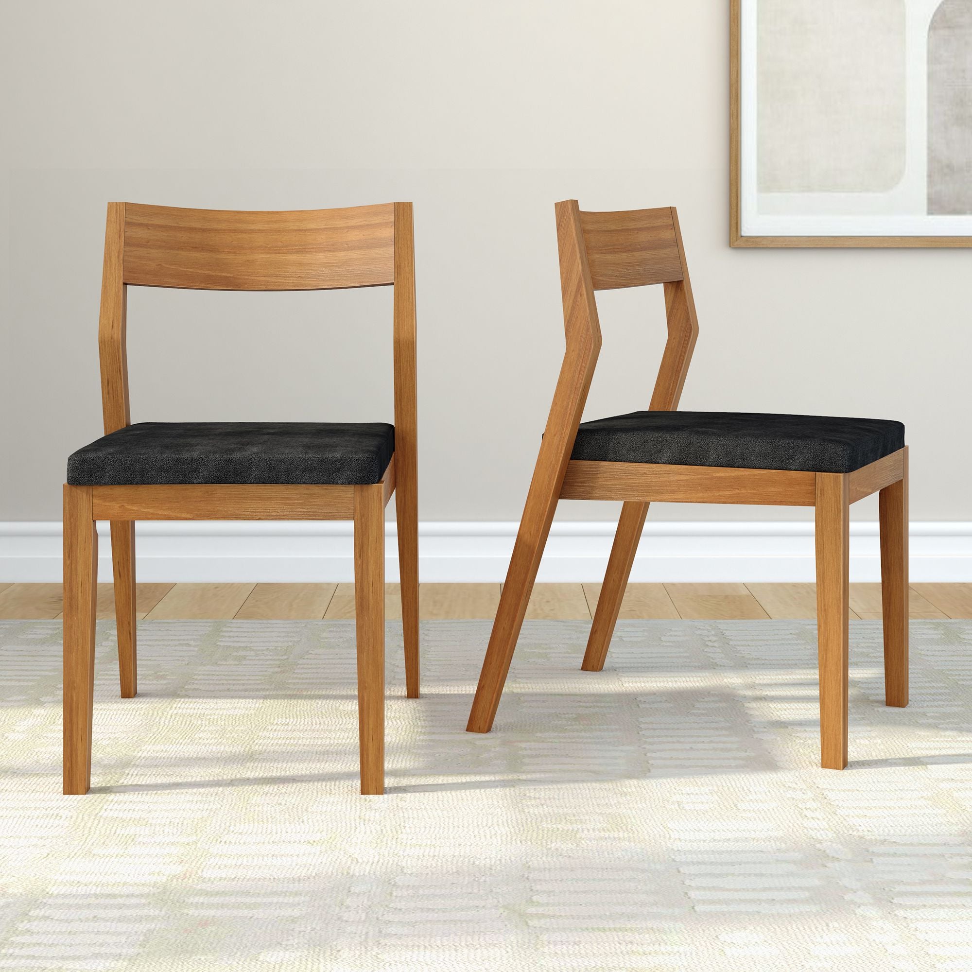 Solid Wood Upholstered Dining Chair (Set of 2)