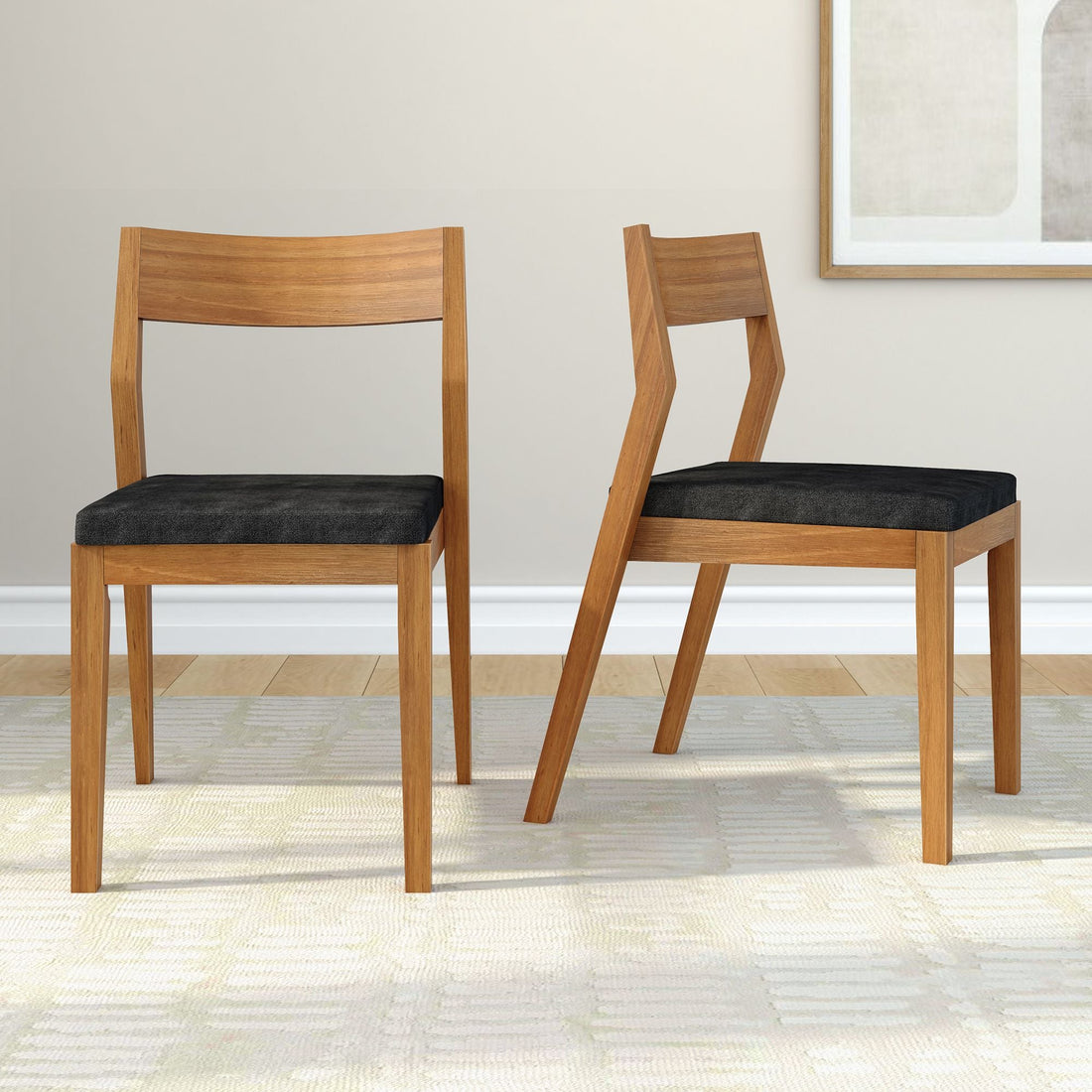 Solid Wood Upholstered Dining Chair (Set of 2)