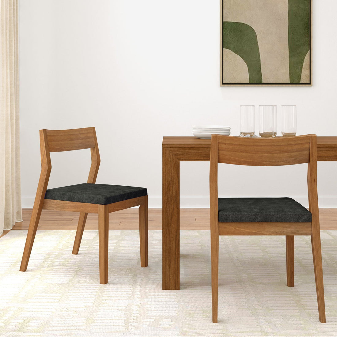 Solid Wood Upholstered Dining Chair (Set of 2)