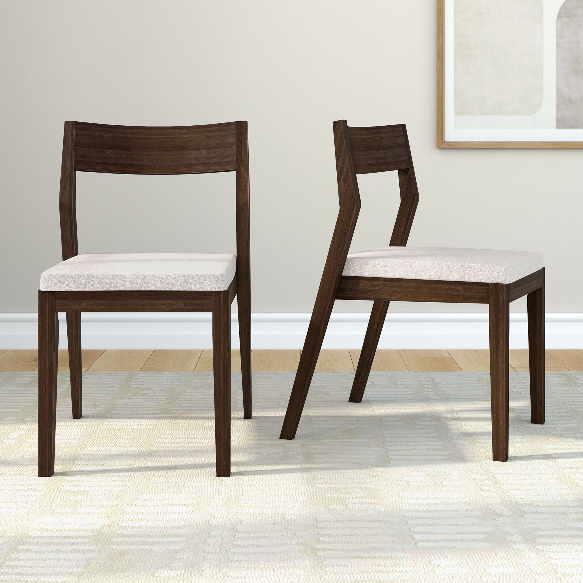 Solid Wood Upholstered Dining Chair (Set of 2)
