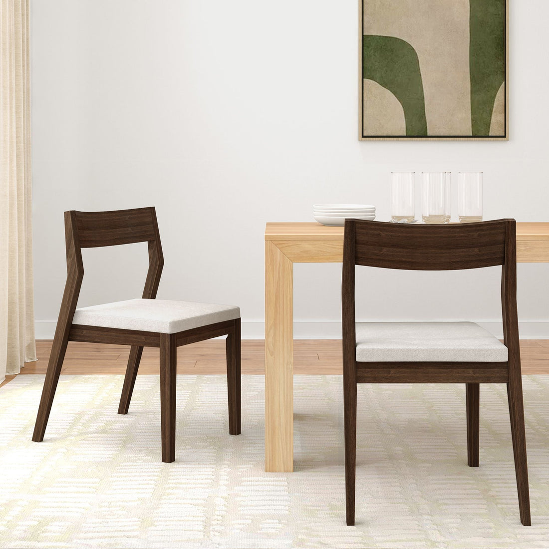 Solid Wood Upholstered Dining Chair (Set of 2)
