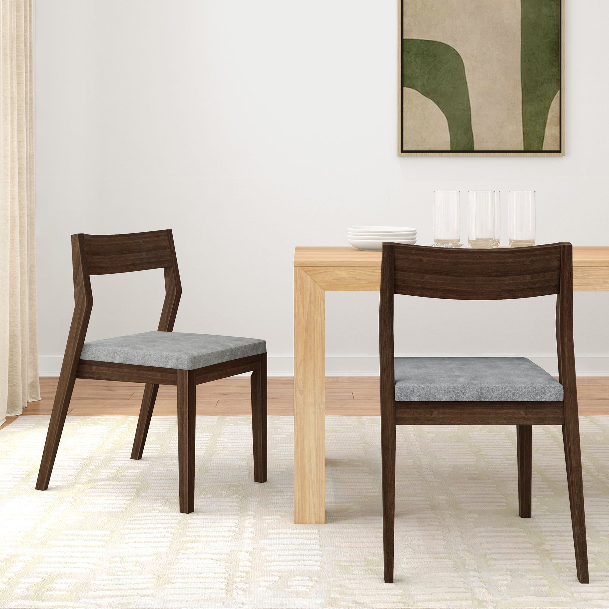 Solid Wood Upholstered Dining Chair (Set of 2)