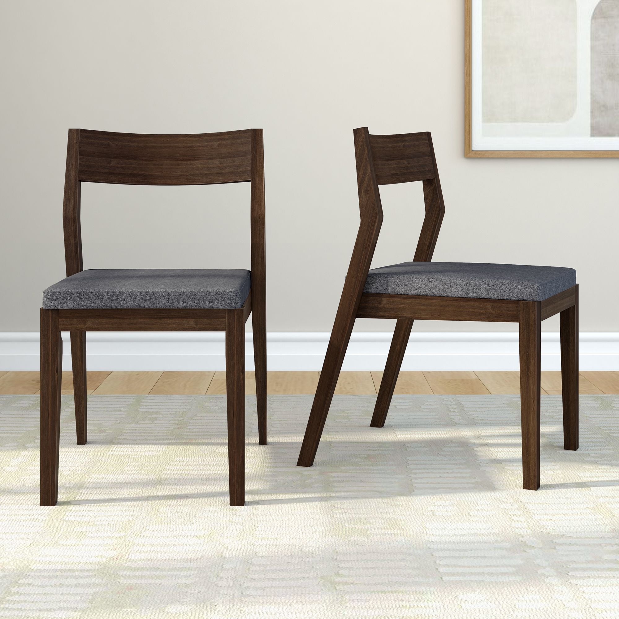 Solid Wood Upholstered Dining Chair (Set of 2)