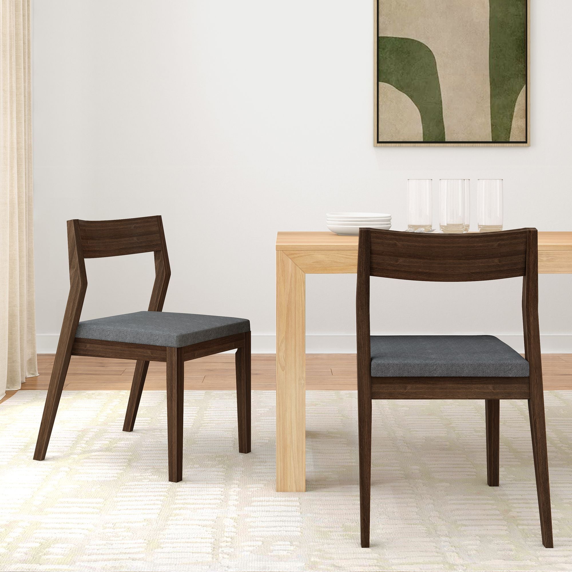 Solid Wood Upholstered Dining Chair (Set of 2)