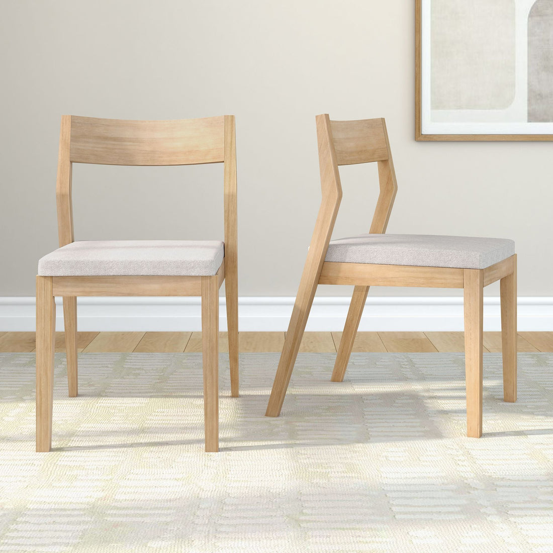 Solid Wood Upholstered Dining Chair (Set of 2)