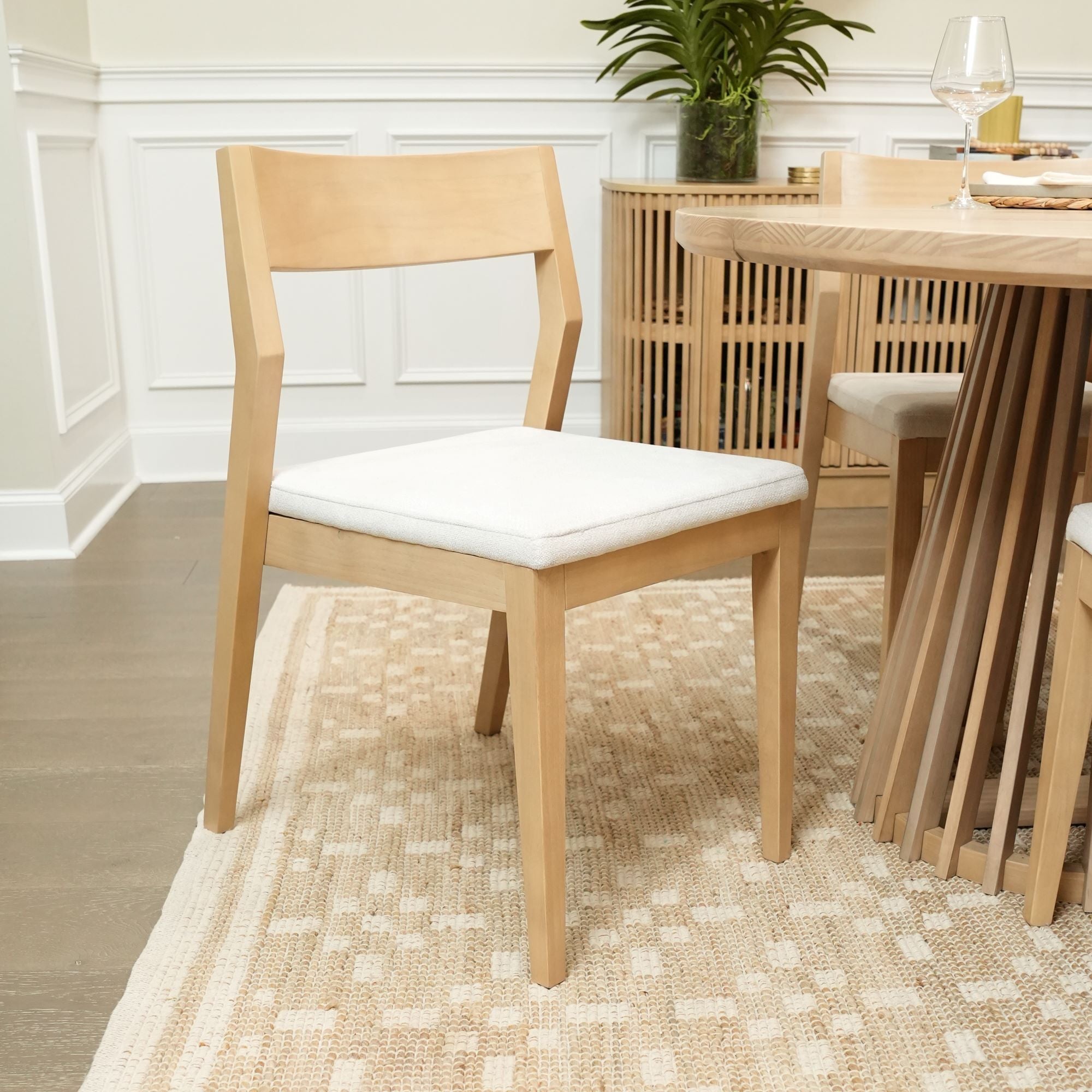 Solid Wood Upholstered Dining Chair (Set of 2)