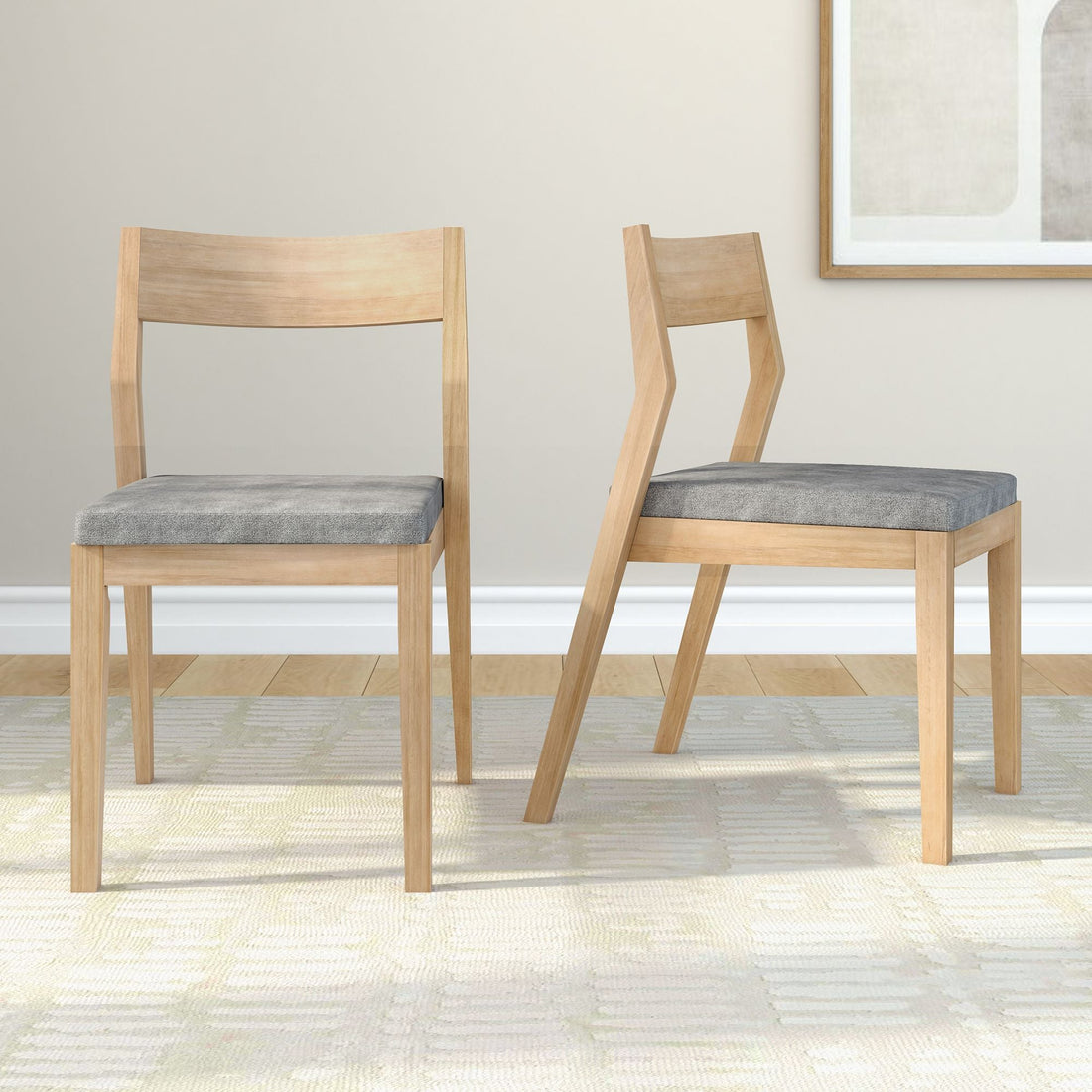 Solid Wood Upholstered Dining Chair (Set of 2)