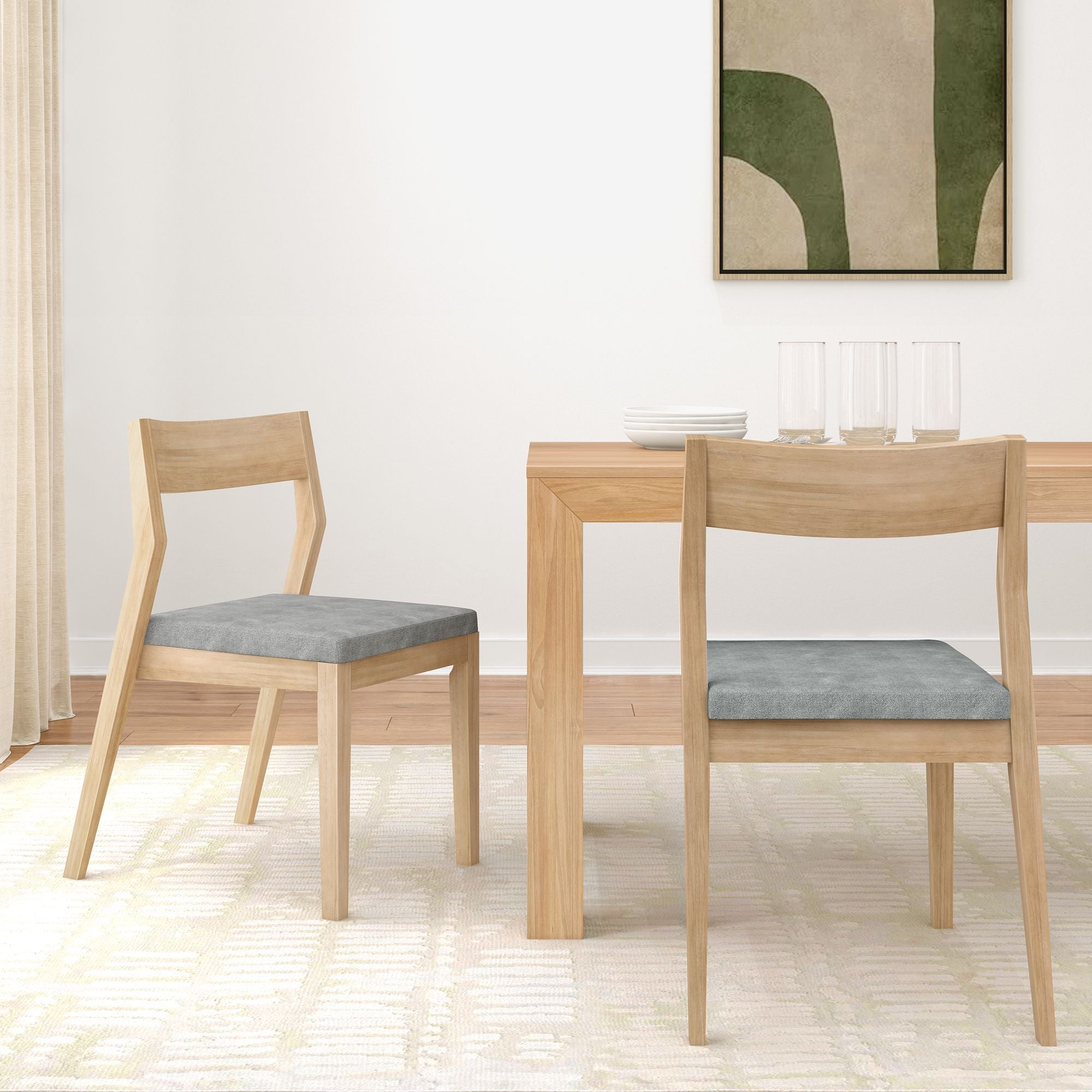 Solid Wood Upholstered Dining Chair (Set of 2)