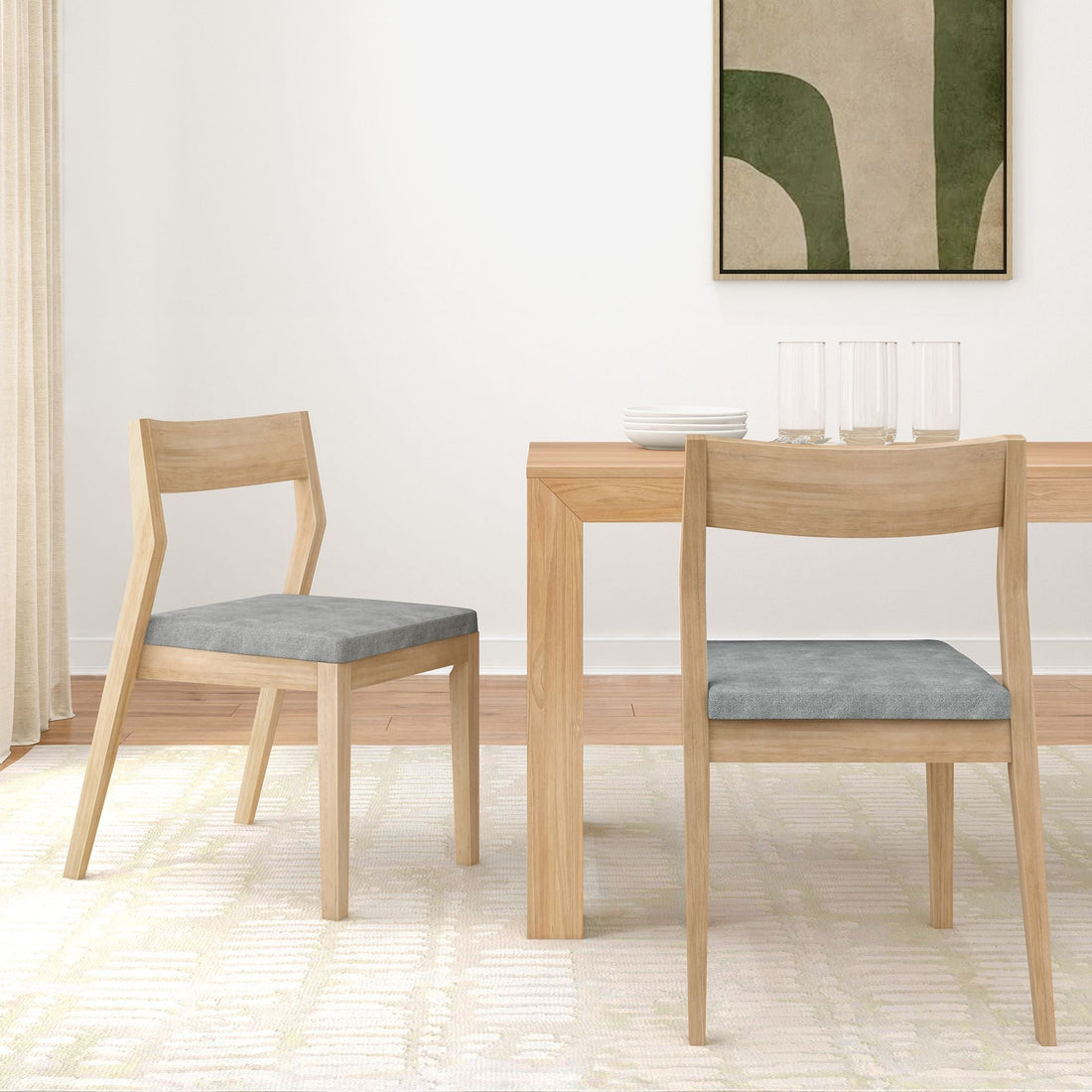 Solid Wood Upholstered Dining Chair (Set of 2)