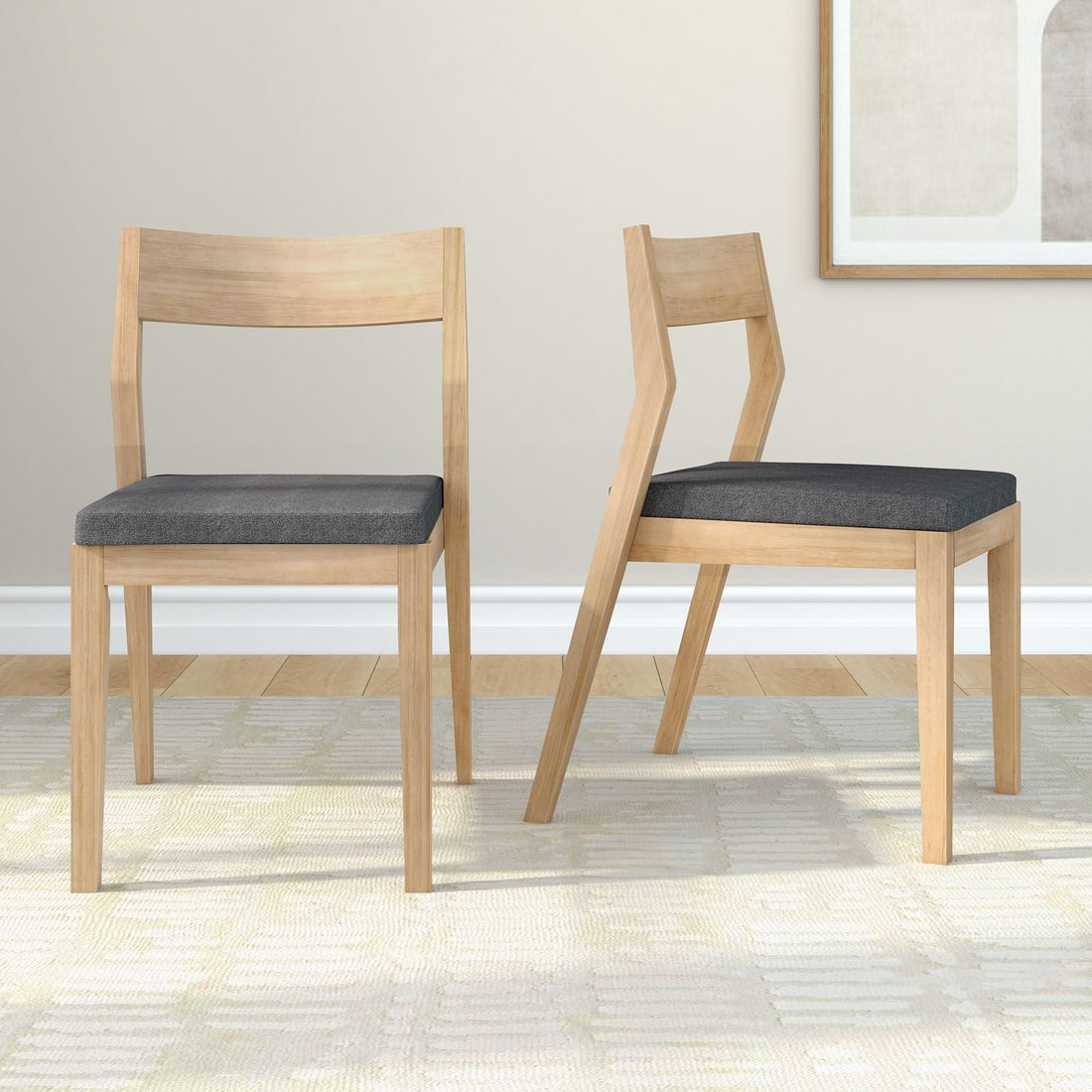 Solid Wood Upholstered Dining Chair (Set of 2)