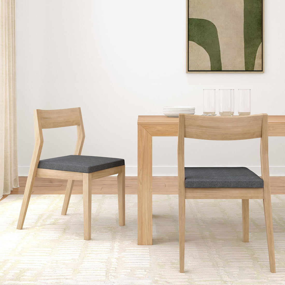 Solid Wood Upholstered Dining Chair (Set of 2)