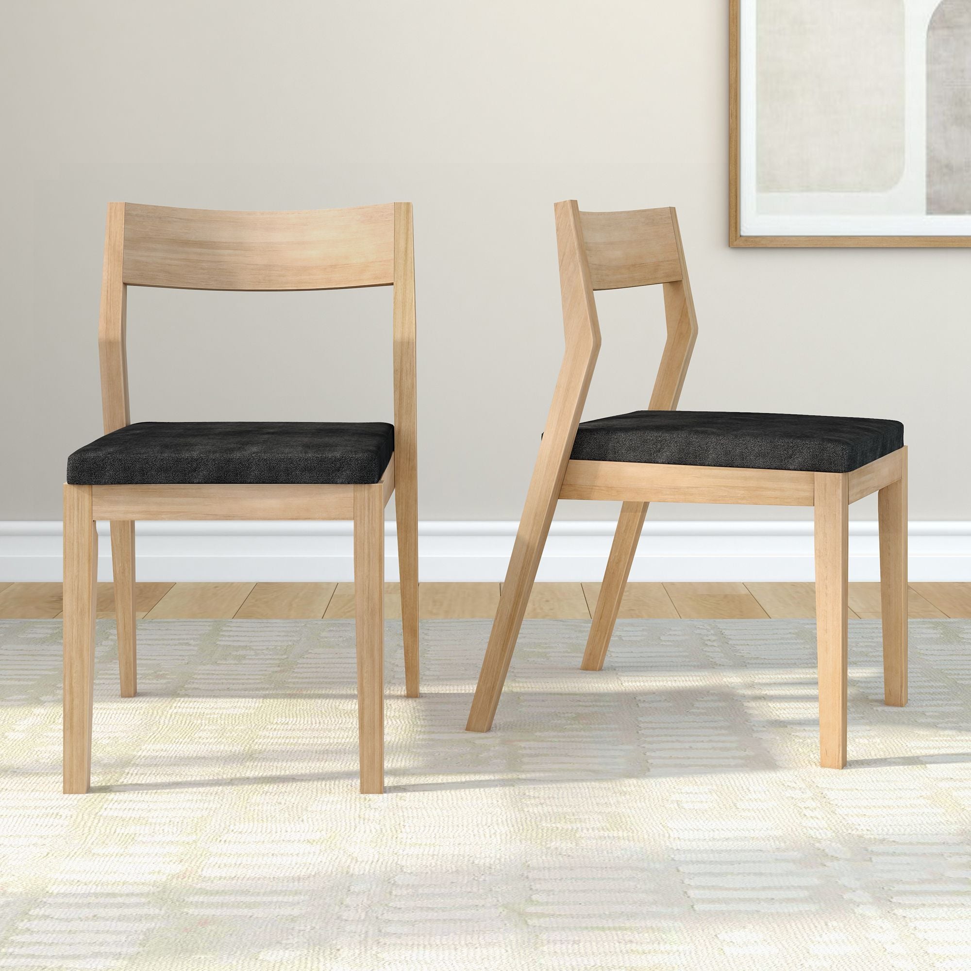 Solid Wood Upholstered Dining Chair (Set of 2)