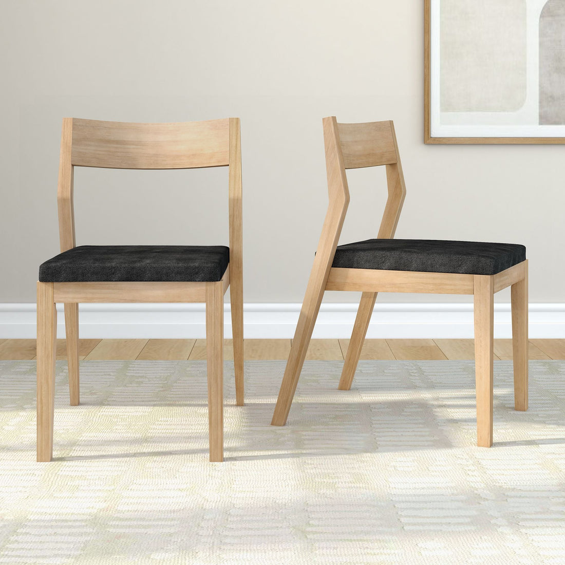 Solid Wood Upholstered Dining Chair (Set of 2)