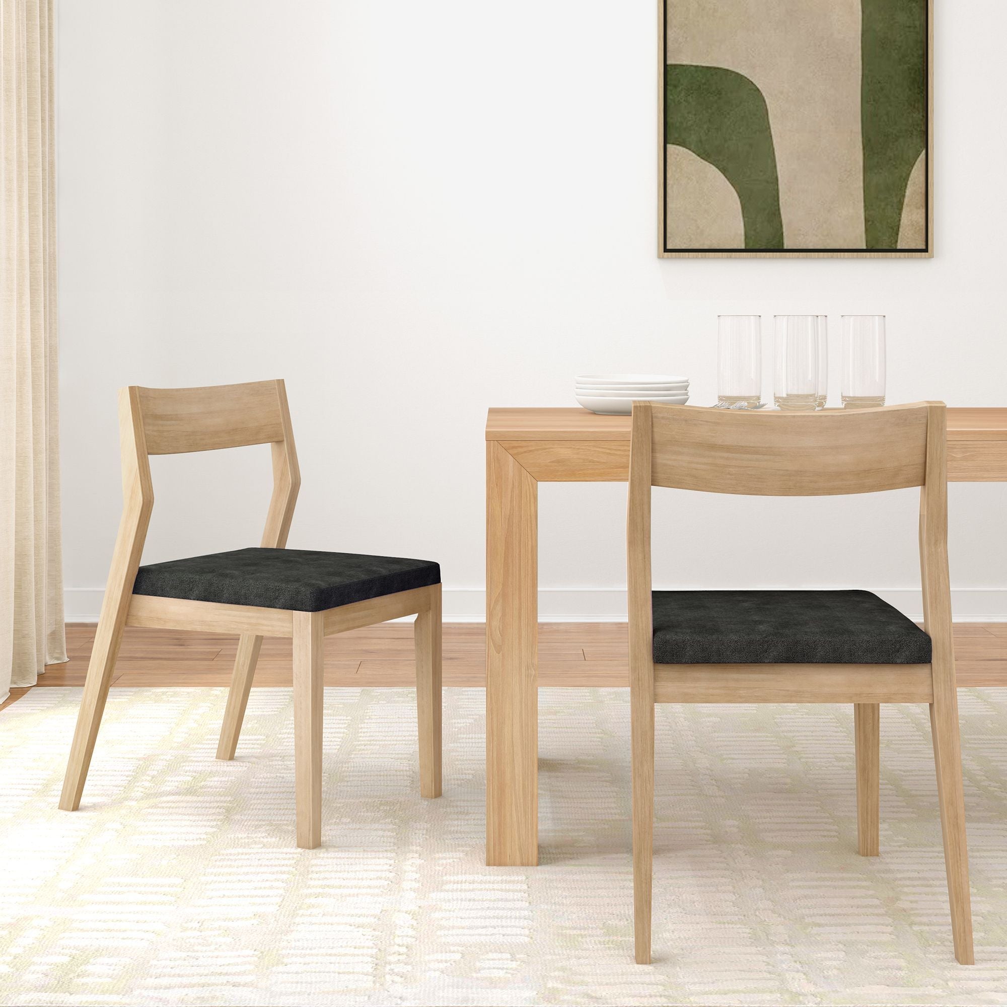 Solid Wood Upholstered Dining Chair (Set of 2)