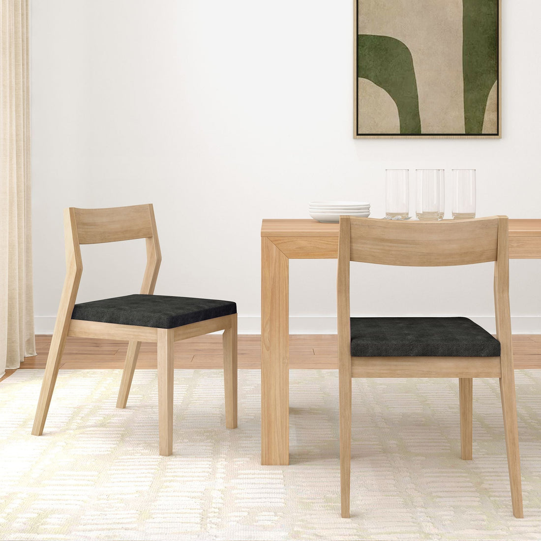Solid Wood Upholstered Dining Chair (Set of 2)