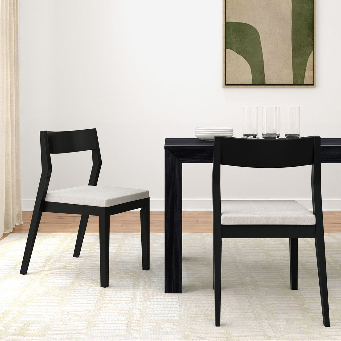 Solid Wood Upholstered Dining Chair (Set of 2)