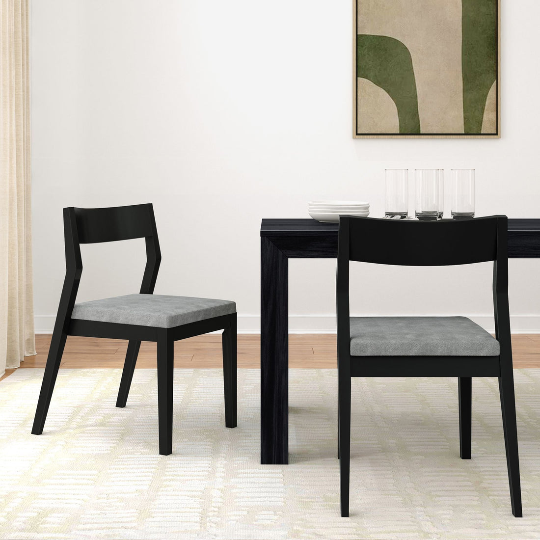 Solid Wood Upholstered Dining Chair (Set of 2)