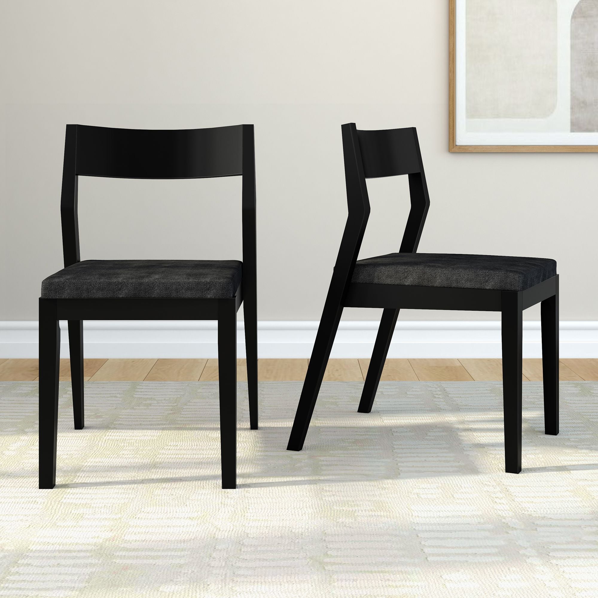 Solid Wood Upholstered Dining Chair (Set of 2)
