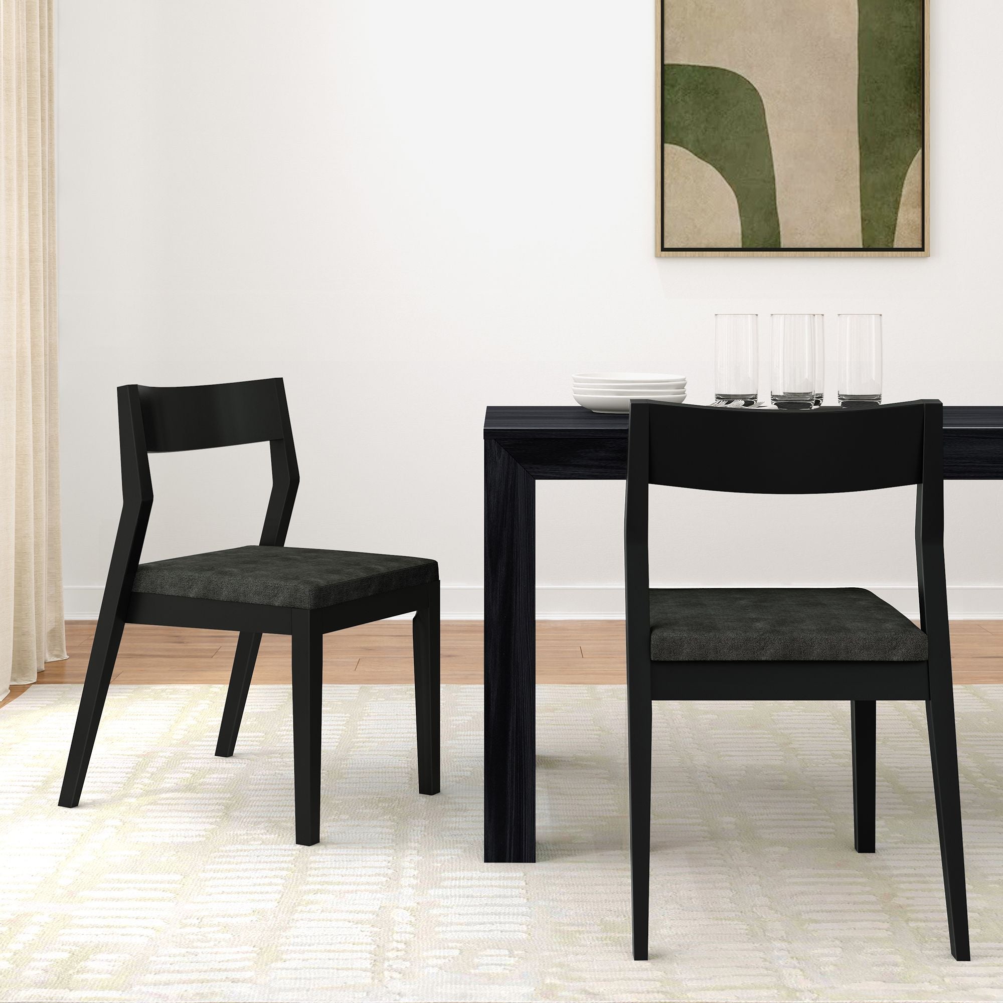 Solid Wood Upholstered Dining Chair (Set of 2)
